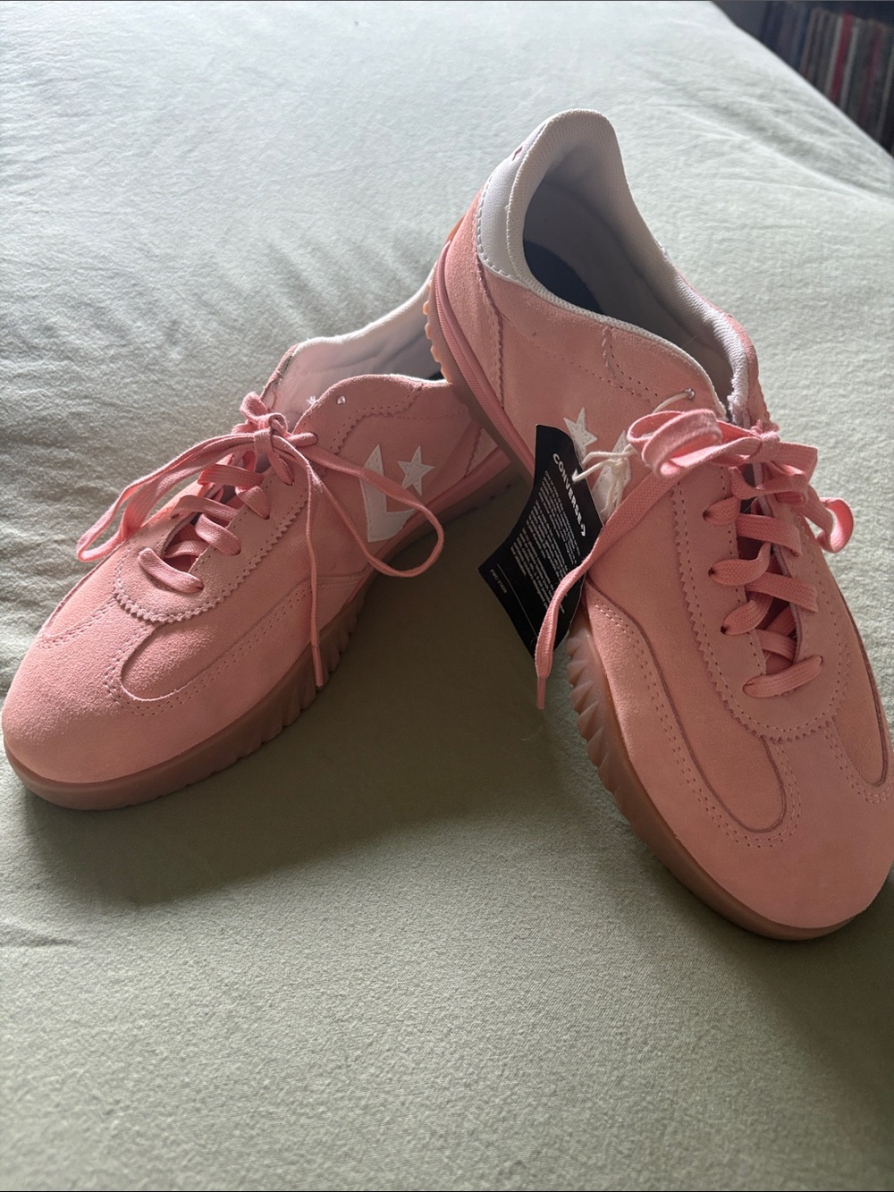 Converse Pink Suede Low-Profile Sneakers with Gum Sole